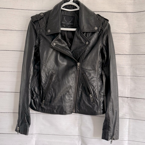 Bod & Christensen Biker Leather Jacket women size S - Picture 1 of 11